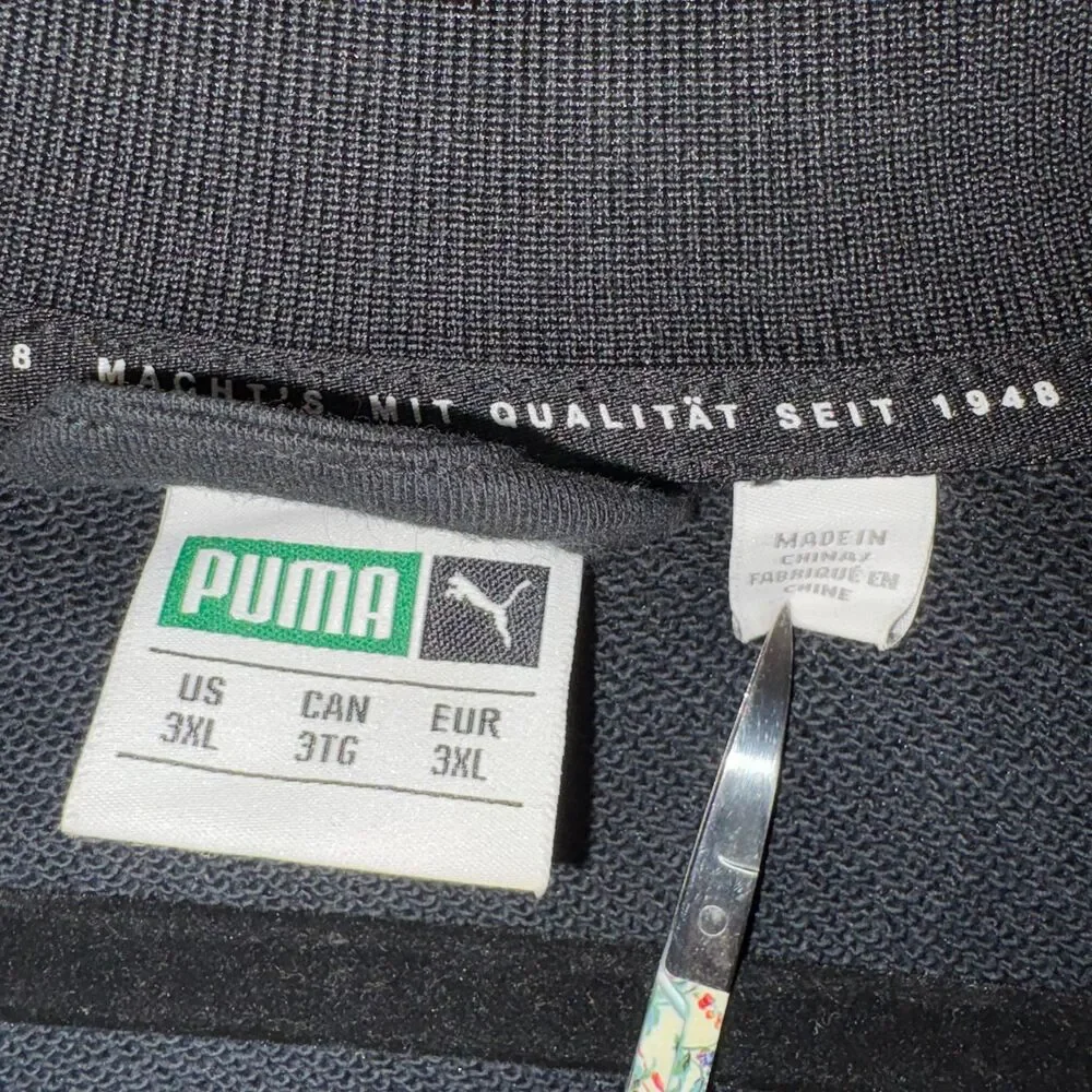 PUMA Men's 3XL Black Track Jacket White Stripes Full Zip XXXL Athletic Jacket - Picture 7 of 7